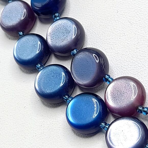 Vintage Japan Blue Lavender Lucite Two Strand Necklace - Picture 5 of 10